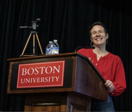 Seyward Darby, editor in chief of The Atavist, at the 2024 Power of Narrative conference at Boston University